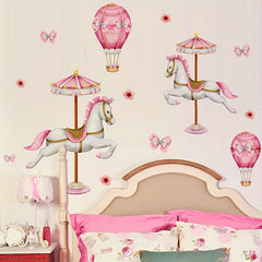 Pink Carousel Hot Air Balloon Wall Sticker