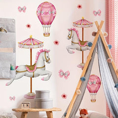 Pink Carousel Hot Air Balloon Wall Sticker