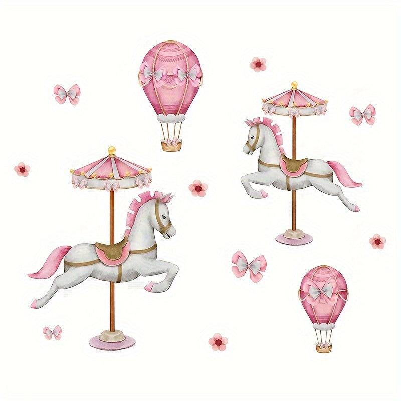 Pink Carousel Hot Air Balloon Wall Sticker