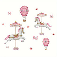 Pink Carousel Hot Air Balloon Wall Sticker