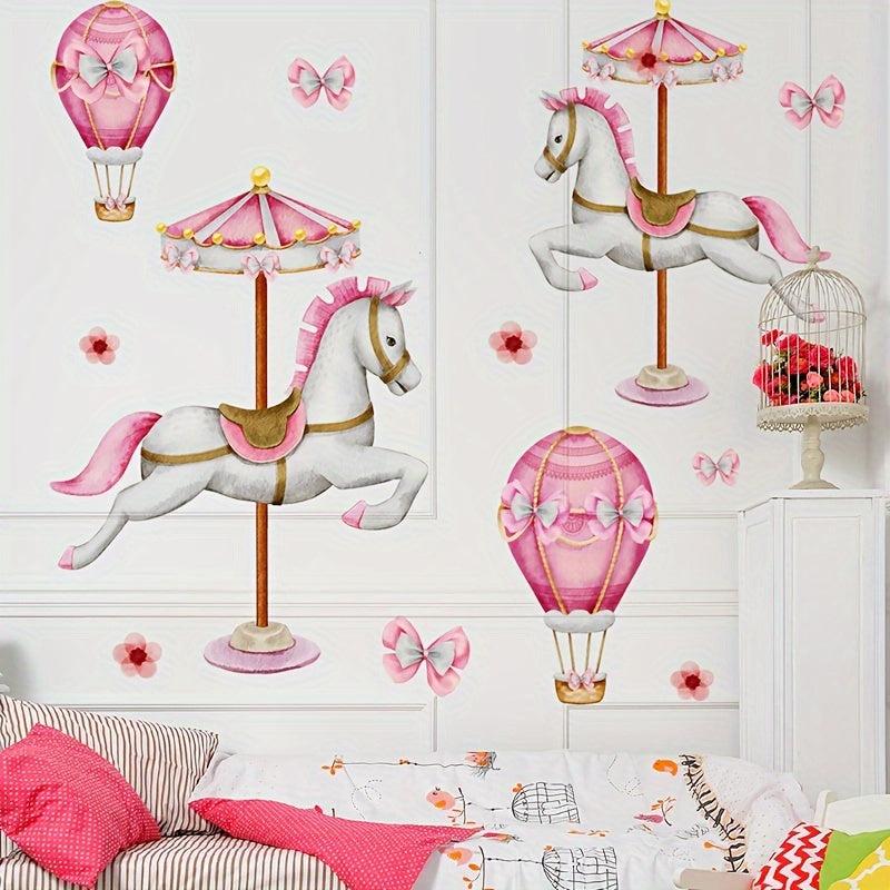 Pink Carousel Hot Air Balloon Wall Sticker