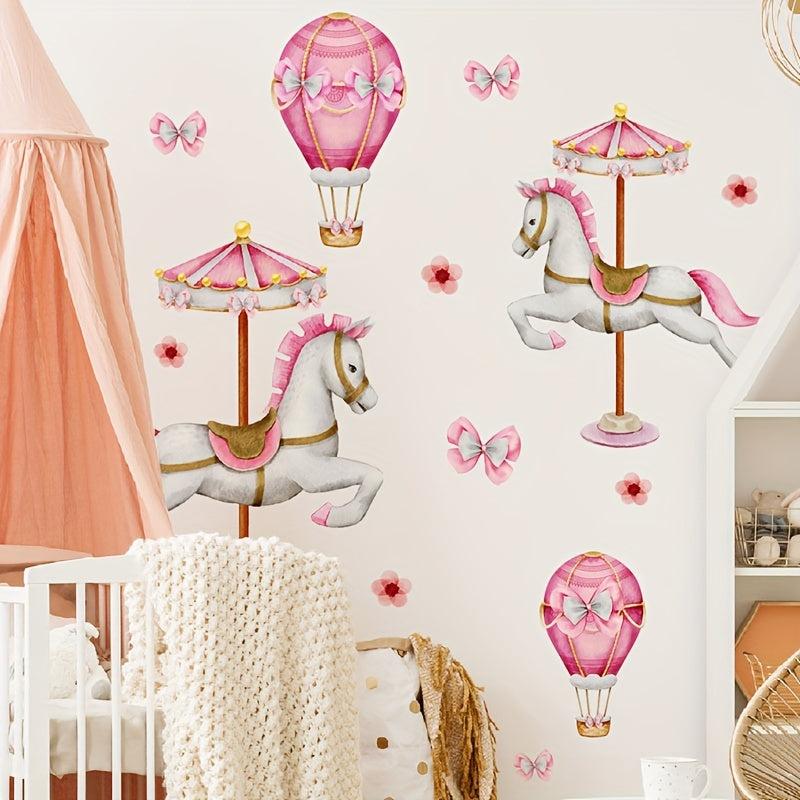 Pink Carousel Hot Air Balloon Wall Sticker