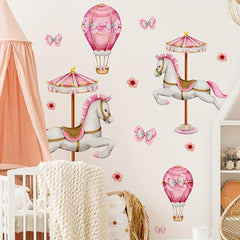 Pink Carousel Hot Air Balloon Wall Sticker