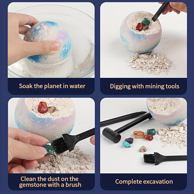 Children's Solar System Planet Gemstone Excavation Puzzle Toy