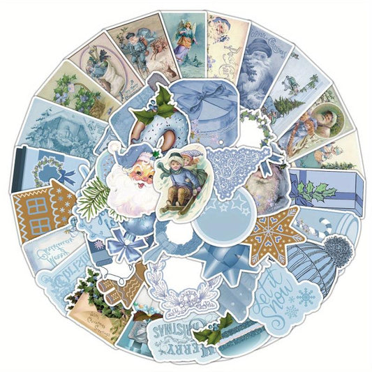 50pcs Vintage Christmas Stickers for Decoration - Books, Laptops, Cups