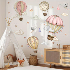 Hand Painted Hot Air Balloon Cloud Star Wall Sticker