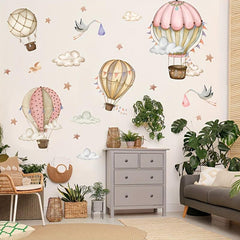 Hand Painted Hot Air Balloon Cloud Star Wall Sticker