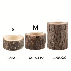 Log Candle Holder Planter For Succulent Plants Desktop Decoration