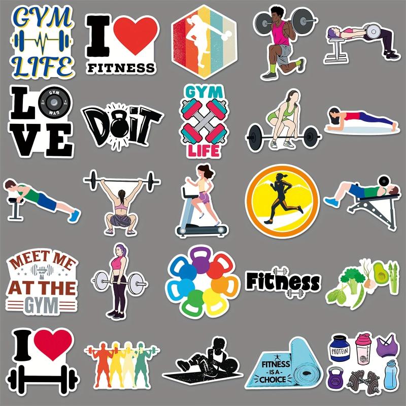 50pcs Fitness Doodle Stickers Set Waterproof DIY Creative Toys