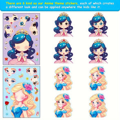 6pcs Fairy Tale Cartoon Face Changing Puzzle Stickers Funny Decorative