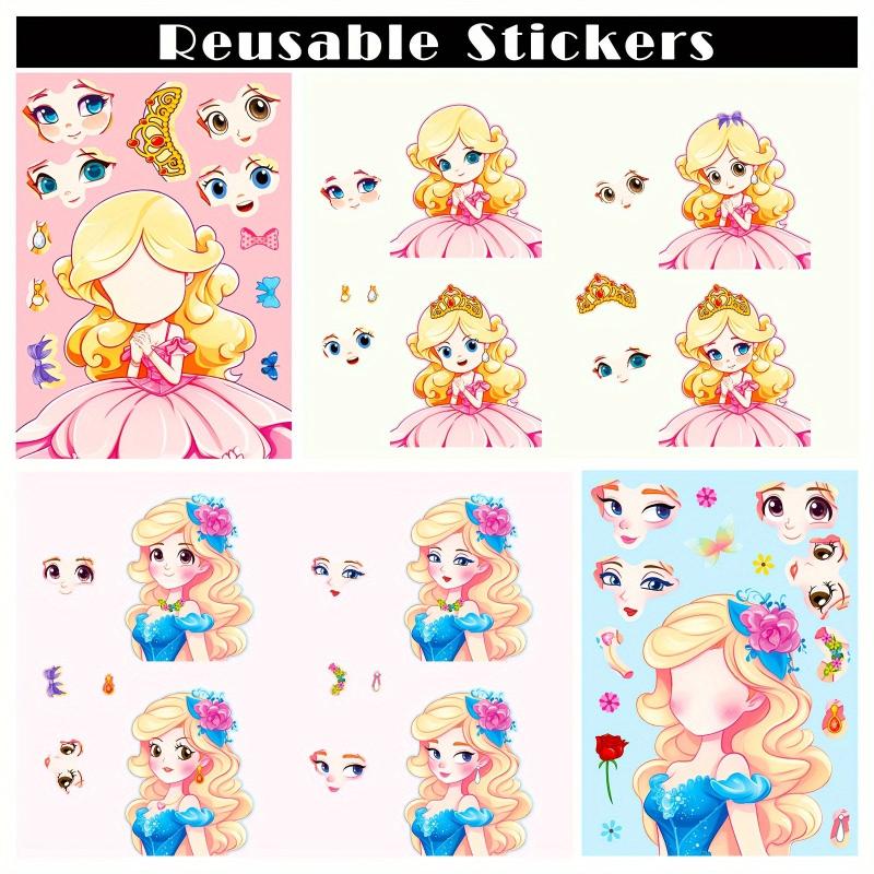 6pcs Fairy Tale Cartoon Face Changing Puzzle Stickers Funny Decorative
