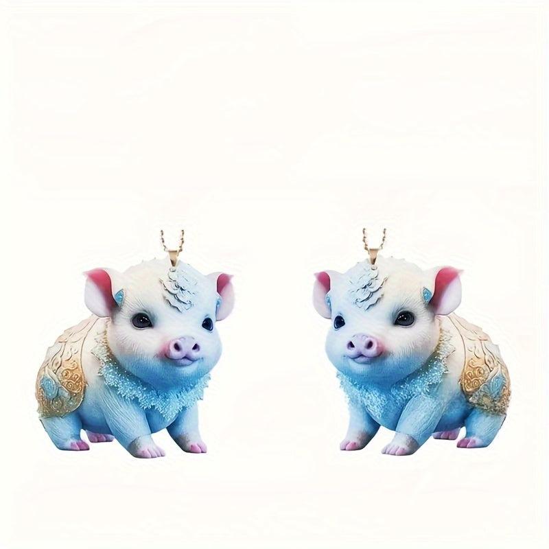 Mini Pig Car Interior Rearview Mirror Pendant Keychain Decoration