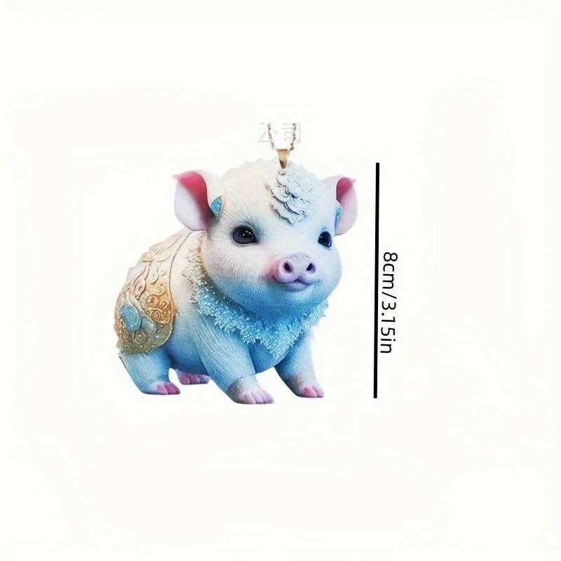 Mini Pig Car Interior Rearview Mirror Pendant Keychain Decoration