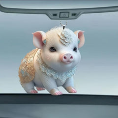 Mini Pig Car Interior Rearview Mirror Pendant Keychain Decoration