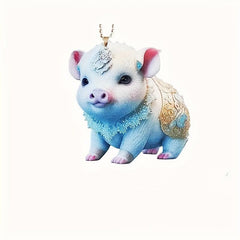 Mini Pig Car Interior Rearview Mirror Pendant Keychain Decoration