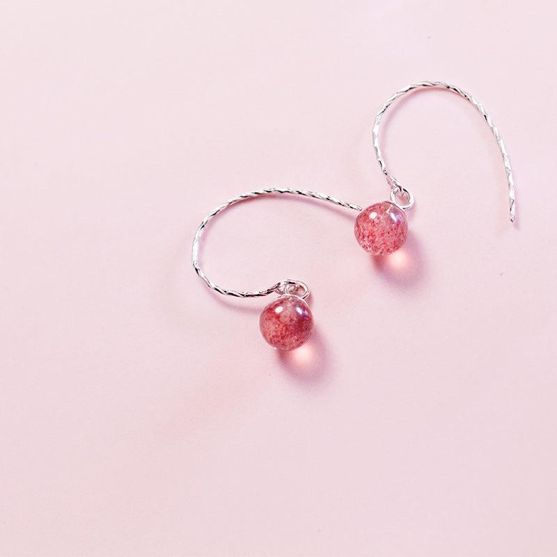 Elegant Sterling Silver Strawberry Quartz Drop Earrings