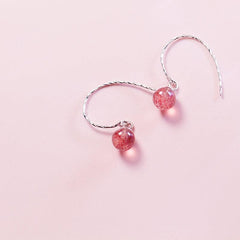 Elegant Sterling Silver Strawberry Quartz Drop Earrings