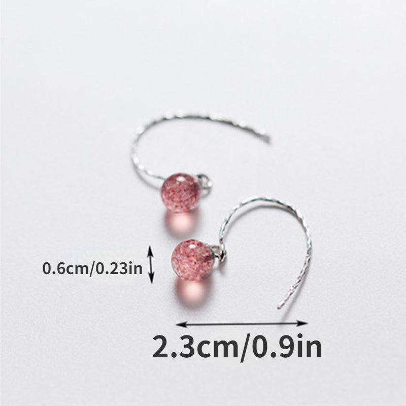 Elegant Sterling Silver Strawberry Quartz Drop Earrings