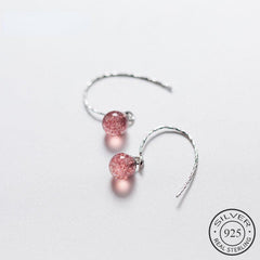 Elegant Sterling Silver Strawberry Quartz Drop Earrings