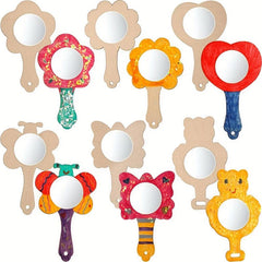 12pcs Wooden Graffiti Mirror Blank DIY Painting