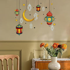Ramadan Cartoon Chandelier Stars Moon Wall Sticker