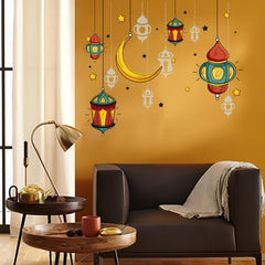 Ramadan Cartoon Chandelier Stars Moon Wall Sticker