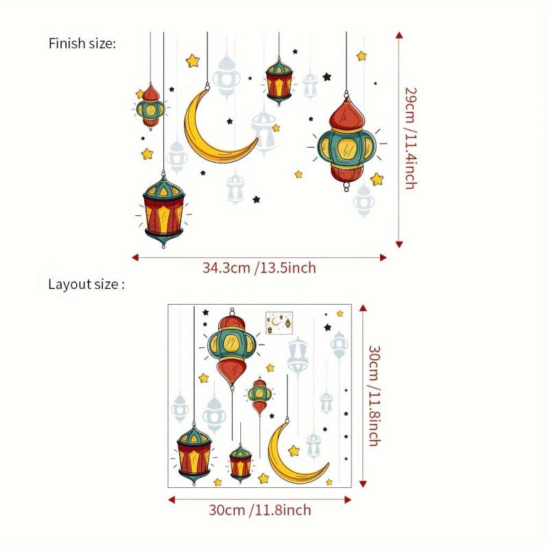 Ramadan Cartoon Chandelier Stars Moon Wall Sticker