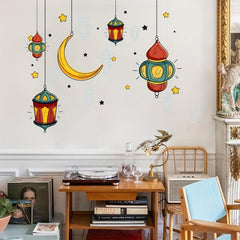 Ramadan Cartoon Chandelier Stars Moon Wall Sticker
