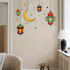 Ramadan Cartoon Chandelier Stars Moon Wall Sticker