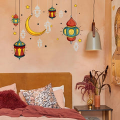 Ramadan Cartoon Chandelier Stars Moon Wall Sticker