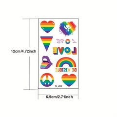 Rainbow Heart Pride Day Temporary Body Sticker