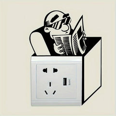 Old Man Reading Newspaper Switch Sticker