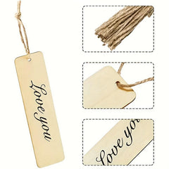 Wooden Blank Bookmarks with Hole and Rope for DIY Decoration