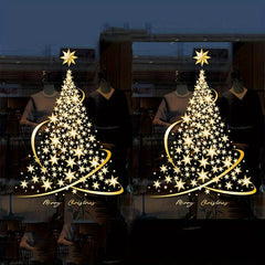 Golden Christmas Tree Sticker Window Adsorption DIY Wall Door Mural Decal