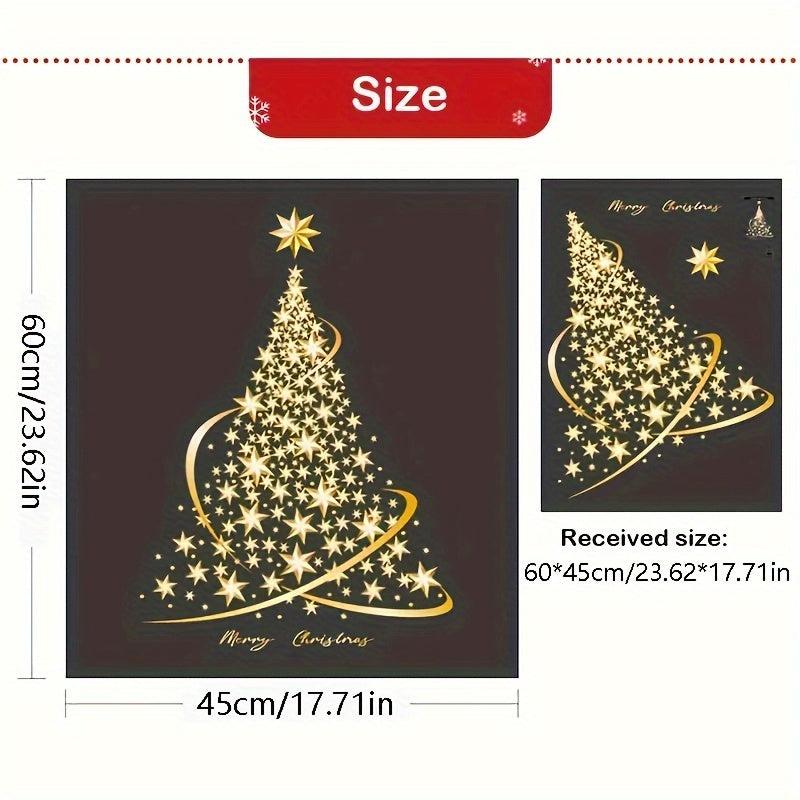 Golden Christmas Tree Sticker Window Adsorption DIY Wall Door Mural Decal