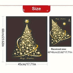 Golden Christmas Tree Sticker Window Adsorption DIY Wall Door Mural Decal