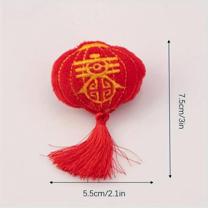Chinese Year Plush Muppet Lion Dance Lucky Fish Fortune Word Lantern Brooch