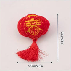 Chinese Year Plush Muppet Lion Dance Lucky Fish Fortune Word Lantern Brooch