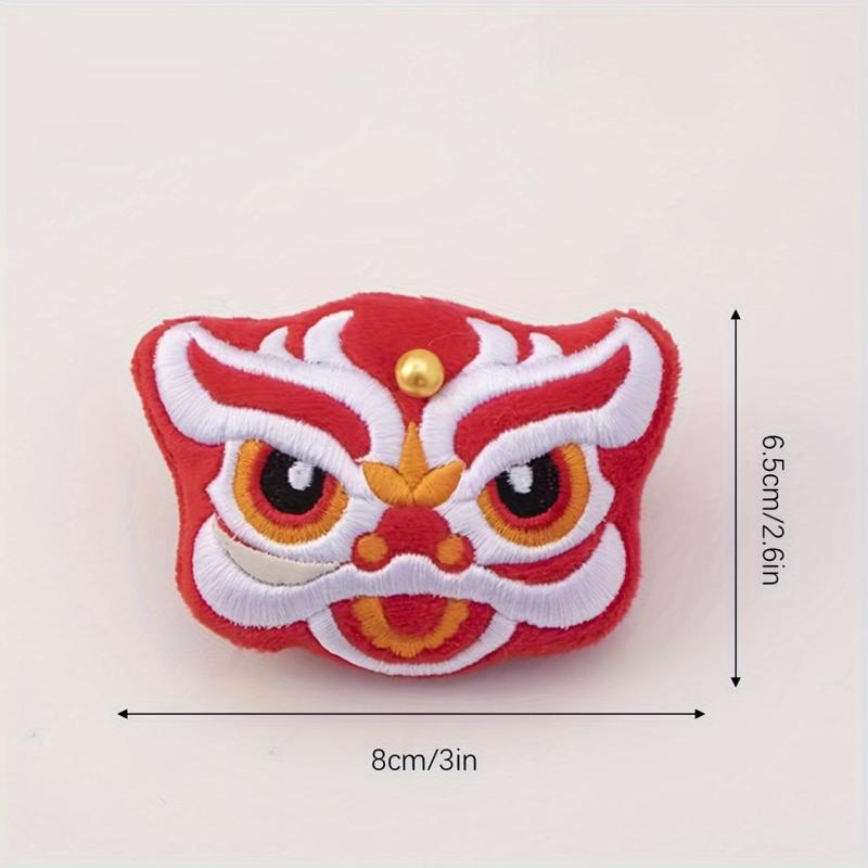Chinese Year Plush Muppet Lion Dance Lucky Fish Fortune Word Lantern Brooch