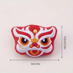 Chinese Year Plush Muppet Lion Dance Lucky Fish Fortune Word Lantern Brooch