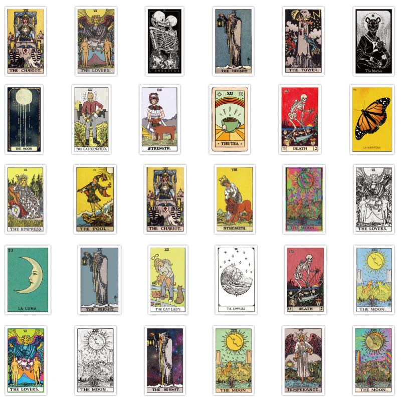 60 Tarot Cards Stickers Car Motorcycle Notebook Waterproof