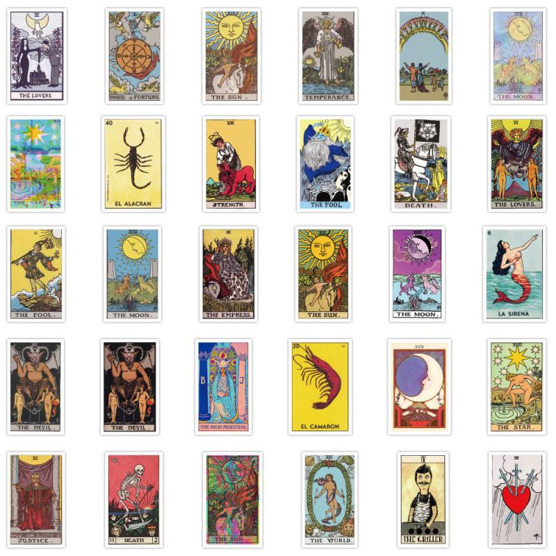 60 Tarot Cards Stickers Car Motorcycle Notebook Waterproof