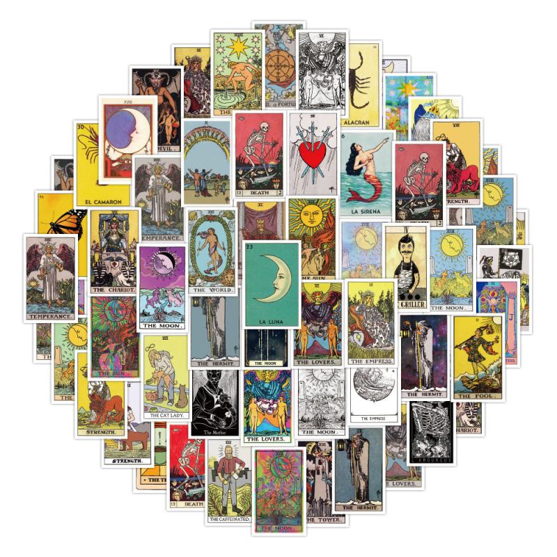 60 Tarot Cards Stickers Car Motorcycle Notebook Waterproof
