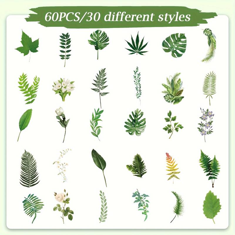 60pcs Plant Stickers Nature Theme Waterproof Botany Decoration Stickers
