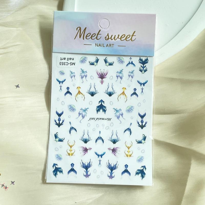Mermaid Tail Nail Art Stickers for Holiday Nails
