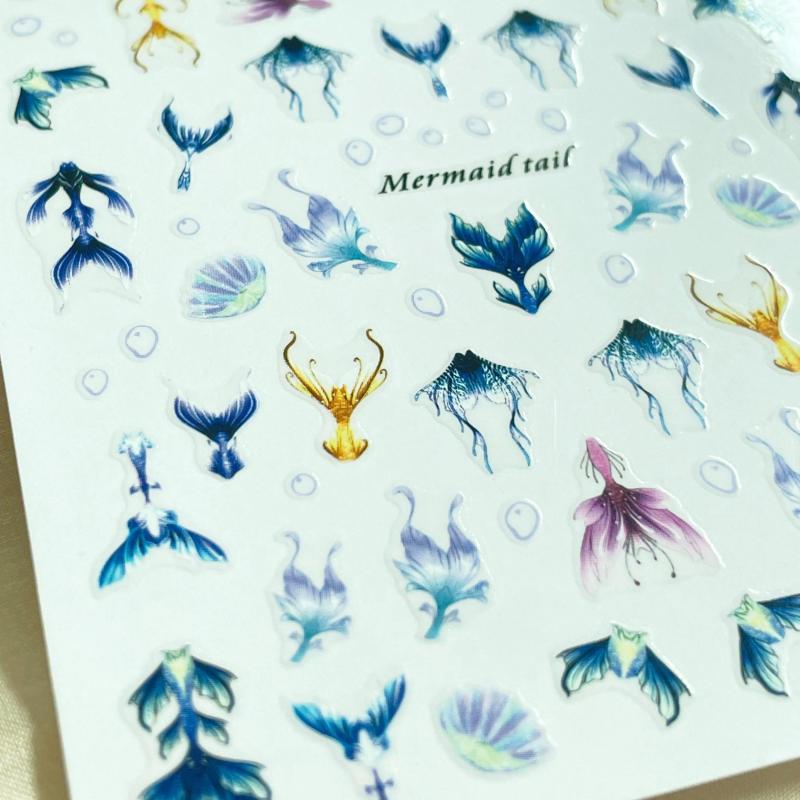 Mermaid Tail Nail Art Stickers for Holiday Nails