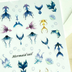 Mermaid Tail Nail Art Stickers for Holiday Nails