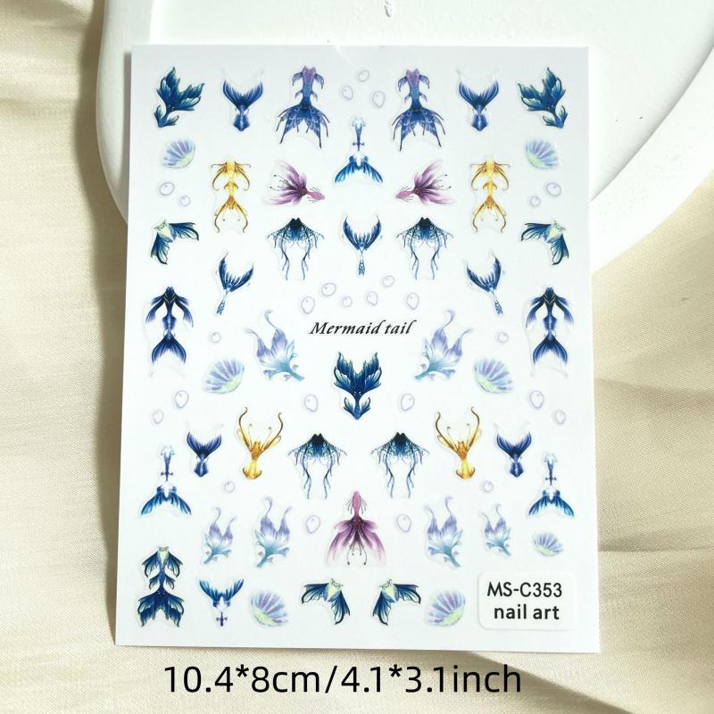 Mermaid Tail Nail Art Stickers for Holiday Nails