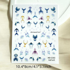 Mermaid Tail Nail Art Stickers for Holiday Nails