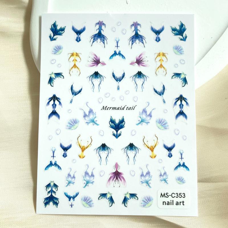 Mermaid Tail Nail Art Stickers for Holiday Nails
